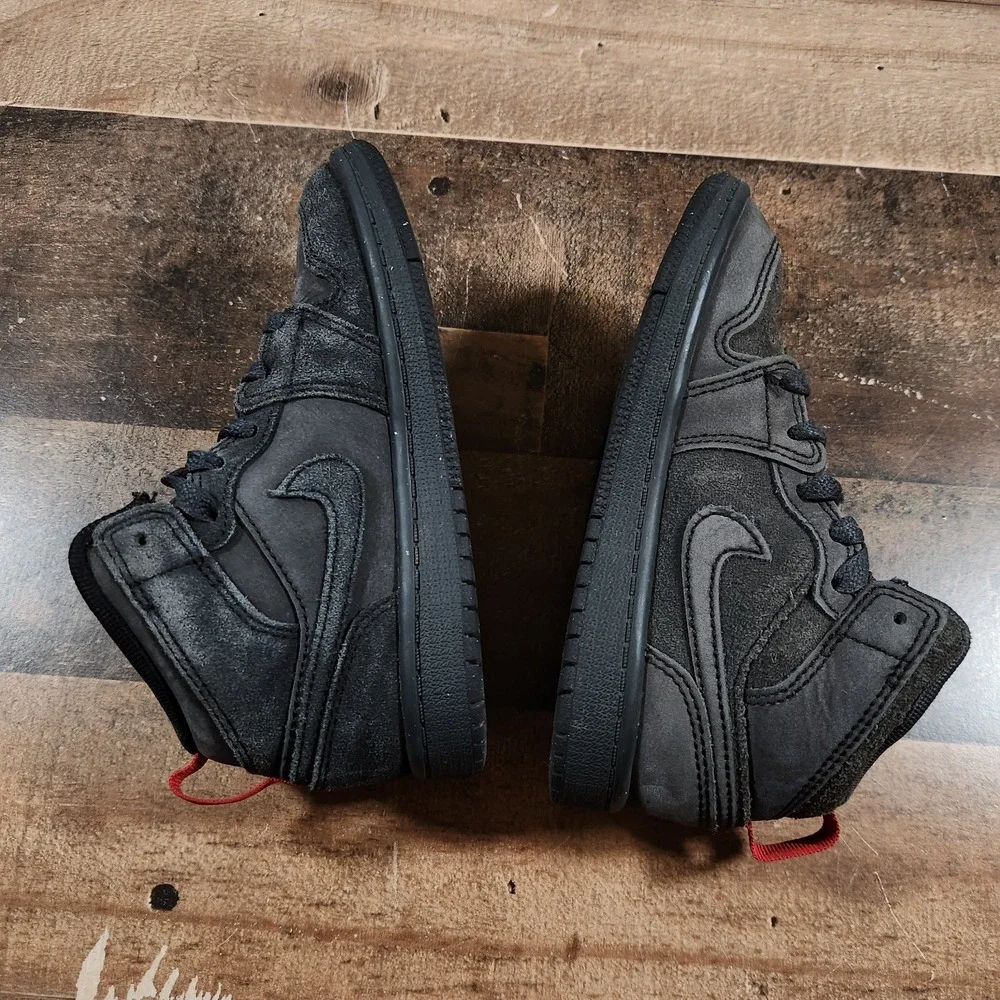Air Jordan 1 Toddler 11C Black Mid SE Craft TD Dark Smoke Red FQ7754-001